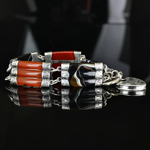 Victorian Scottish Agate Bracelet with Heart Padlock - Boylerpf