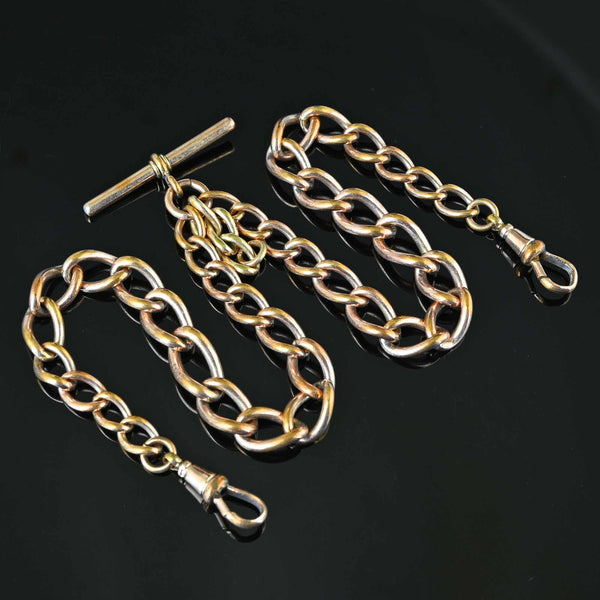 Rosy Rolled Gold Antique Pocket Watch Chain Necklace - Boylerpf