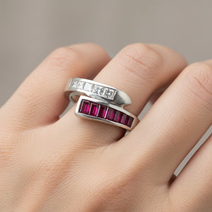 Baguette Ruby Princess Cut Diamond Snake Ring - Boylerpf