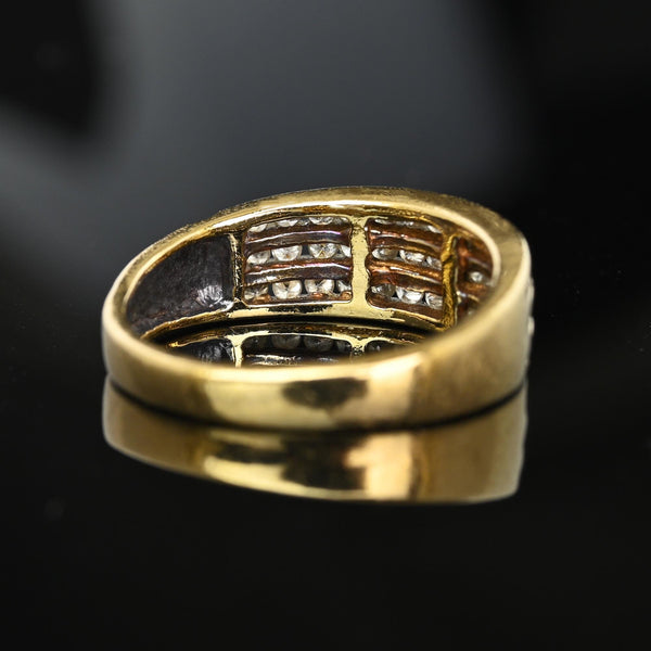 Vintage Wide Three Row Diamond Ring Band in 10K Gold - Boylerpf