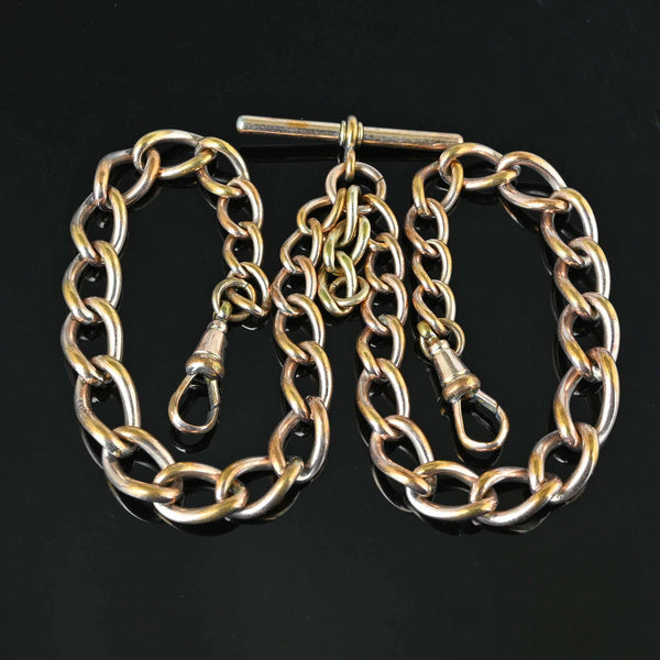 Rosy Rolled Gold Antique Pocket Watch Chain Necklace - Boylerpf