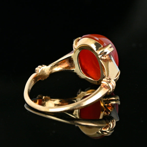 Art Deco Diamond Accent Carnelian Cabochon Ring - Boylerpf