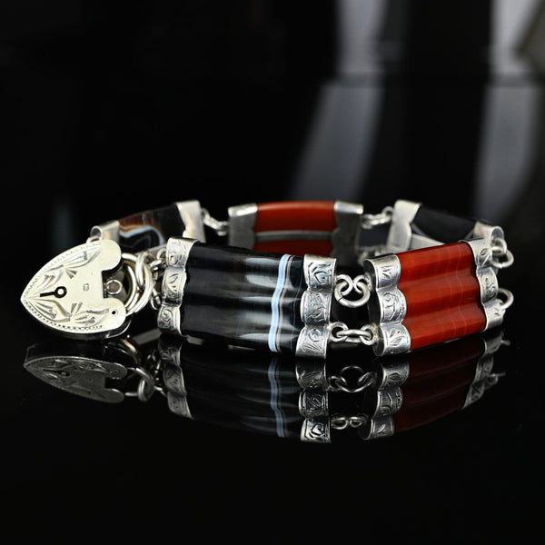 Victorian Scottish Agate Bracelet with Heart Padlock - Boylerpf
