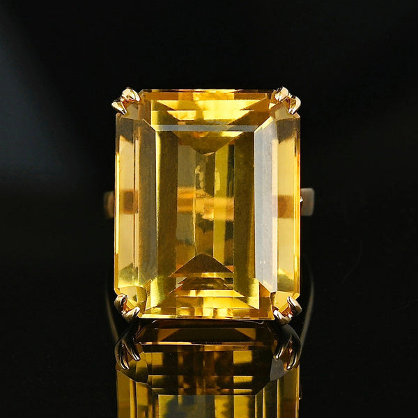 Vintage 22 CTW Citrine Cocktail Ring in 14K Gold - Boylerpf