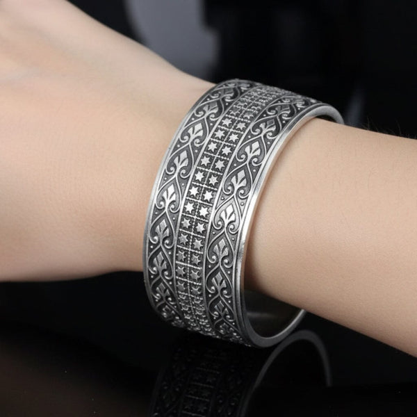 Antique Victorian Sterling Silver Engraved Bangle, 1885 - Boylerpf