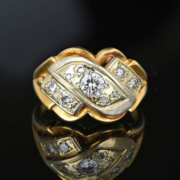 Vintage Retro 1/2 Carat Diamond Cocktail Ring in 14K Gold - Boylerpf
