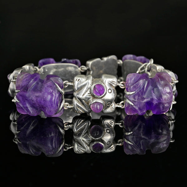 William Spratling Taxco Silver Amethyst Frog Bracelet