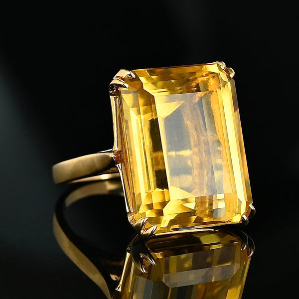 Vintage 22 CTW Citrine Cocktail Ring in 14K Gold - Boylerpf