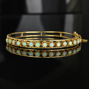 Victorian Revival 14K Gold Opal Bangle Bracelet - Boylerpf