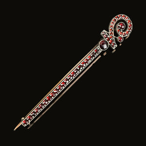 Antique Victorian Long Rose Cut Garnet Brooch - Boylerpf