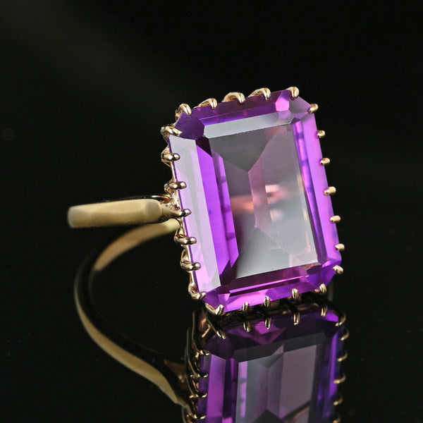 Gorgeous 14K Gold Rectangle Step Cut Purple Topaz Ring - Boylerpf