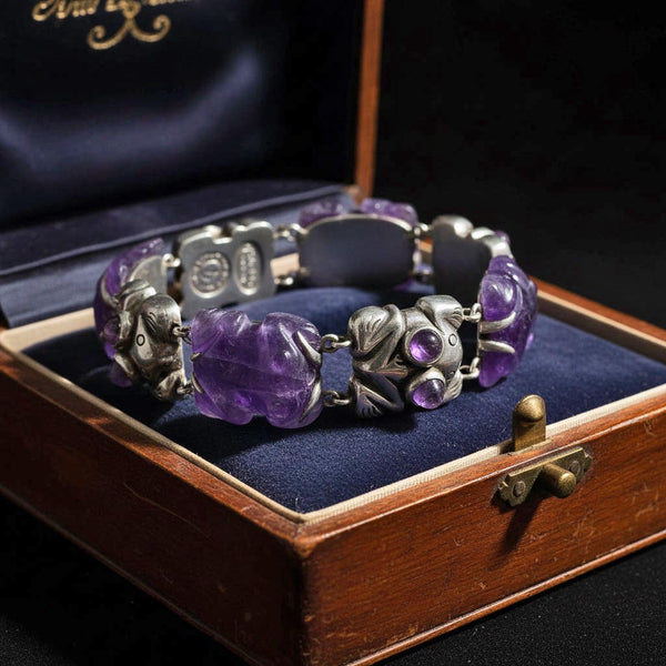 William Spratling Taxco Silver Amethyst Frog Bracelet