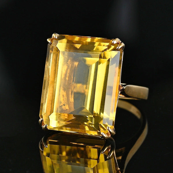 Vintage 22 CTW Citrine Cocktail Ring in 14K Gold - Boylerpf