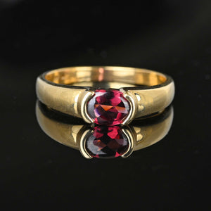 Signet Style Gold Smooth Top Rhodolite Garnet Ring - Boylerpf