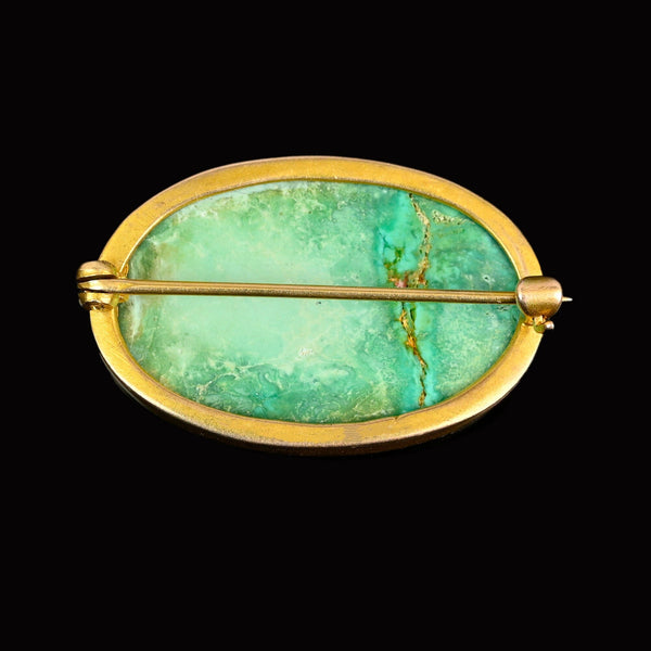 Antique Art Deco 14K Gold Turquoise Brooch