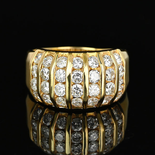 14K Gold Diamond Dome Ring .85 Carat Wide Band