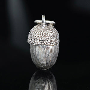 Vintage Silver Opening Squirrel and Acorn Pendant Charm - Boylerpf
