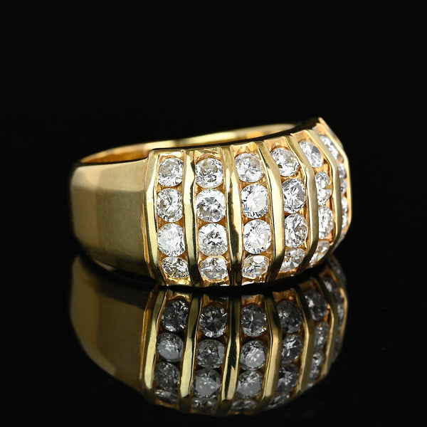14K Gold Diamond Dome Ring .85 Carat Wide Band