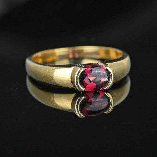 Signet Style Gold Smooth Top Rhodolite Garnet Ring - Boylerpf