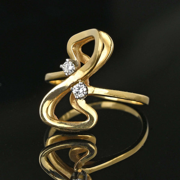 Vintage Double Infinity Figure Eight Diamond Ring in 14K Gold - Boylerpf