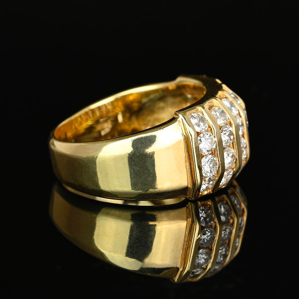 14K Gold Diamond Dome Ring .85 Carat Wide Band