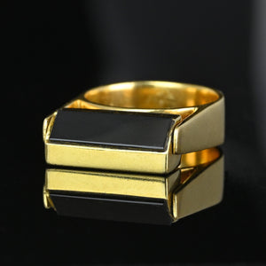 Vintage Solid 18K Gold Black Onyx Kinetic Spinner Ring - Boylerpf