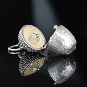 Vintage Silver Opening Squirrel and Acorn Pendant Charm - Boylerpf