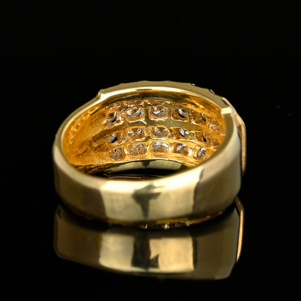 14K Gold Diamond Dome Ring .85 Carat Wide Band