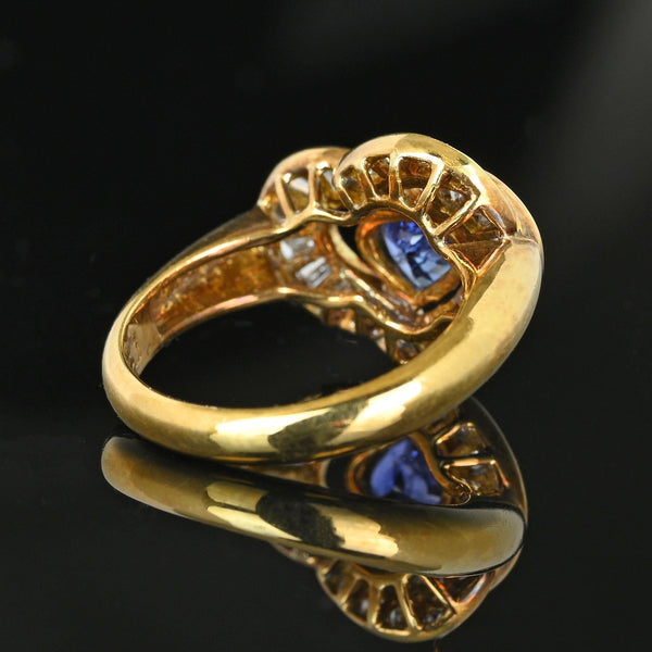 18K Gold Baguette Diamond Heart Ceylon Sapphire Ring - Boylerpf