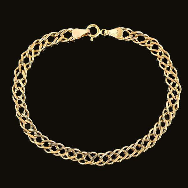 Vintage English Solid Gold Double Curb Chain Bracelet - Boylerpf