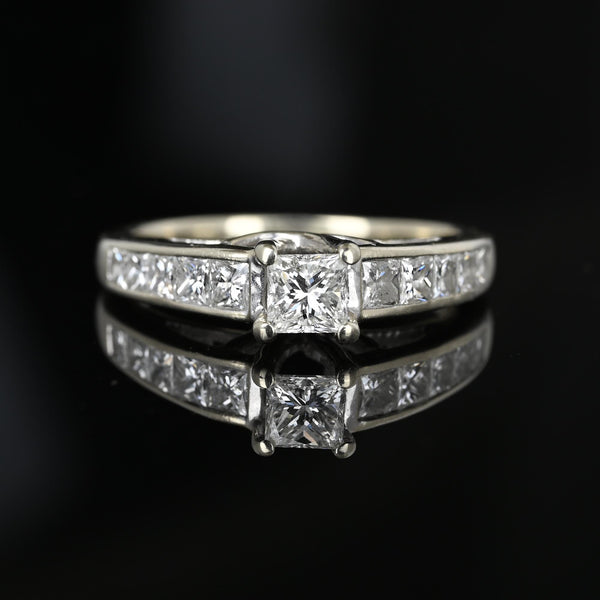Vintage 1.35 Carat Princess Cut Diamond Engagement Ring - Boylerpf