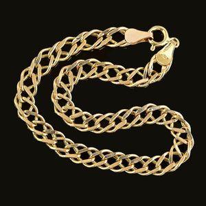 Vintage English Solid Gold Double Curb Chain Bracelet - Boylerpf