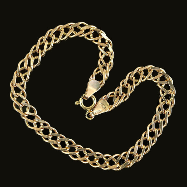 Vintage English Solid Gold Double Curb Chain Bracelet - Boylerpf