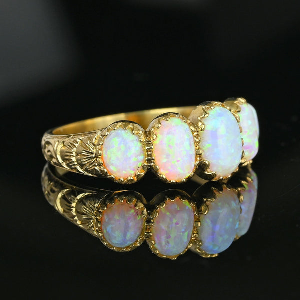 Victorian Style Gold Half Hoop Five Stone Opal Ring - Boylerpf