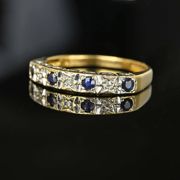 Vintage Gold Sapphire Diamond Ring Band - Boylerpf