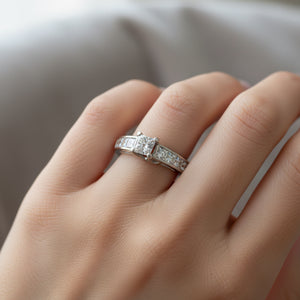 Vintage 1.35 Carat Princess Cut Diamond Engagement Ring - Boylerpf