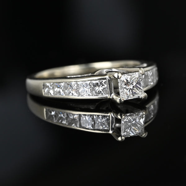 Vintage 1.35 Carat Princess Cut Diamond Engagement Ring - Boylerpf