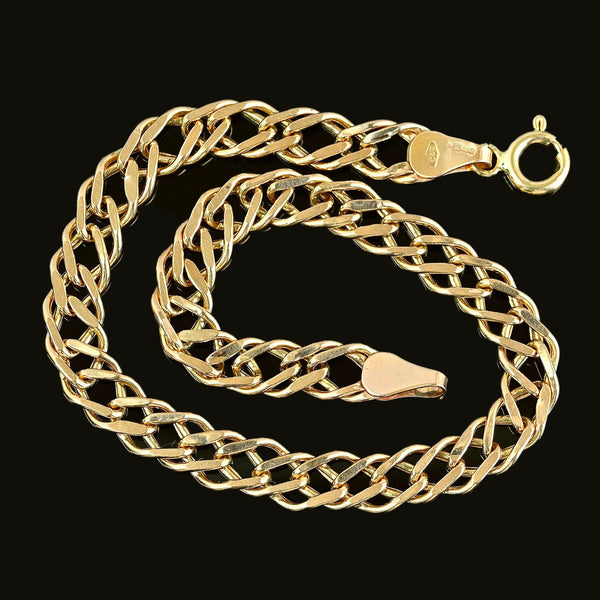Vintage English Solid Gold Double Curb Chain Bracelet - Boylerpf