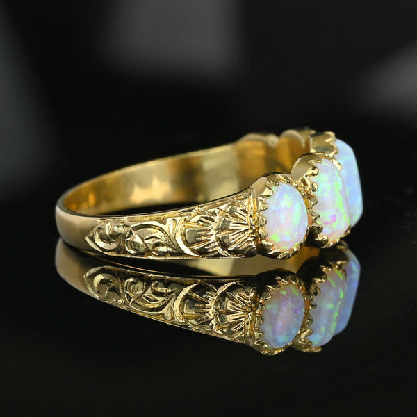 Victorian Style Gold Half Hoop Five Stone Opal Ring - Boylerpf