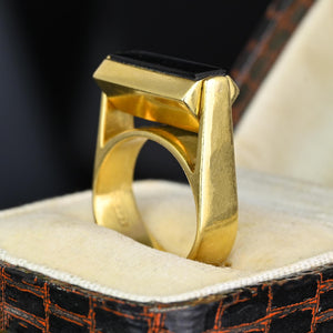 Vintage Solid 18K Gold Black Onyx Kinetic Spinner Ring - Boylerpf