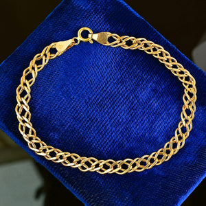 Vintage English Solid Gold Double Curb Chain Bracelet - Boylerpf