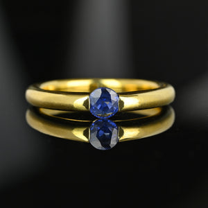 Vintage 18K Gold Donut Band Sapphire Ring - Boylerpf