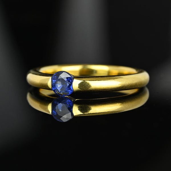 Vintage 18K Gold Donut Band Sapphire Ring - Boylerpf