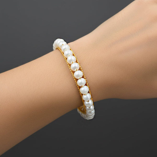 Vintage Pearl Bangle Bracelet 14K Gold Bridal Jewelry - Boylerpf