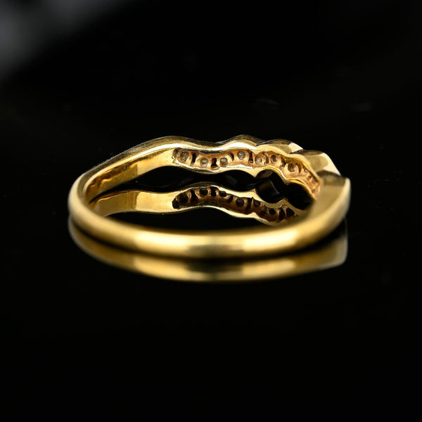14K Gold Diamond Half Eternity Wave Ring Band – Boylerpf
