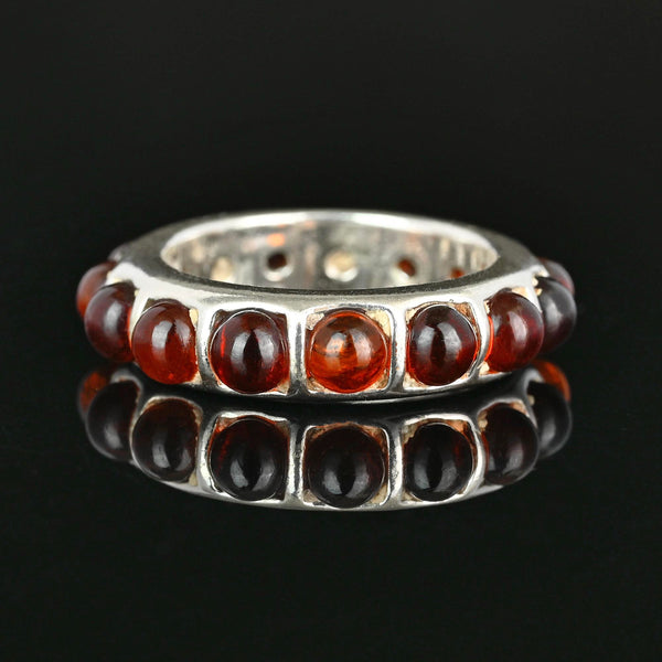 Vintage Amber Cabochon Eternity Band Ring