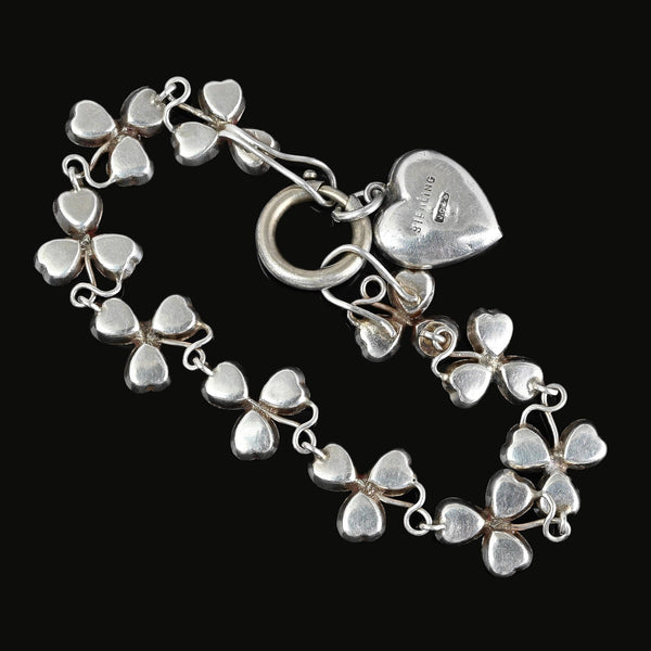 Antique Silver Connemara Marble Shamrock Bracelet - Boylerpf