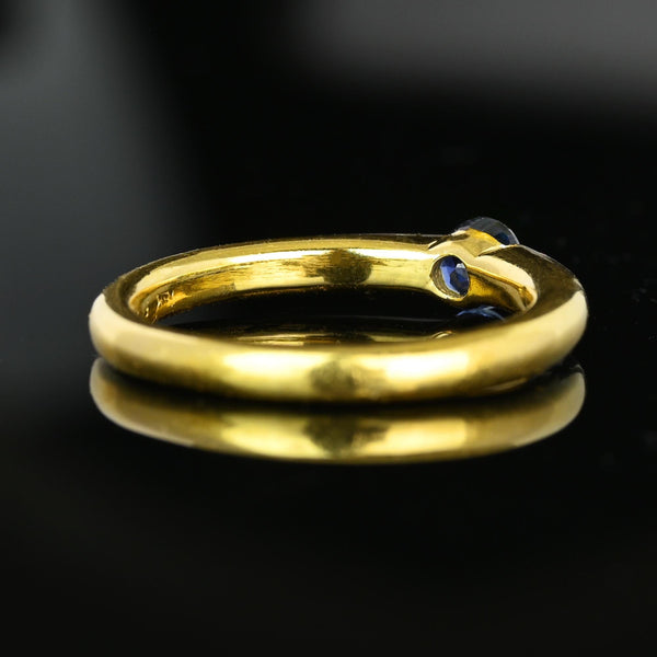 Vintage 18K Gold Donut Band Sapphire Ring - Boylerpf