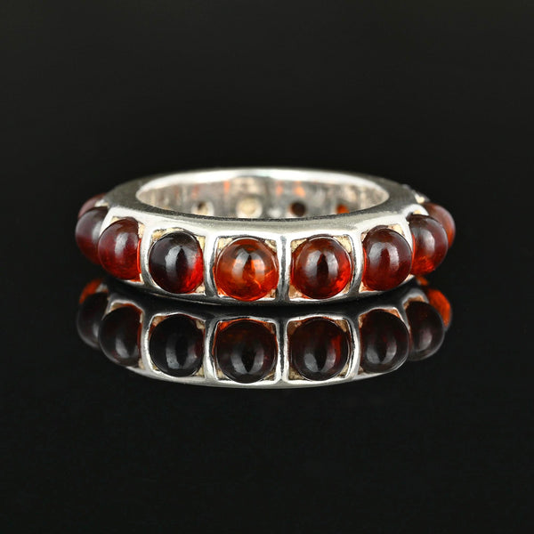 Vintage Amber Cabochon Eternity Band Ring