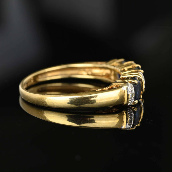 Gold Diamond Three Stone Sapphire Stacking Ring Band - Boylerpf